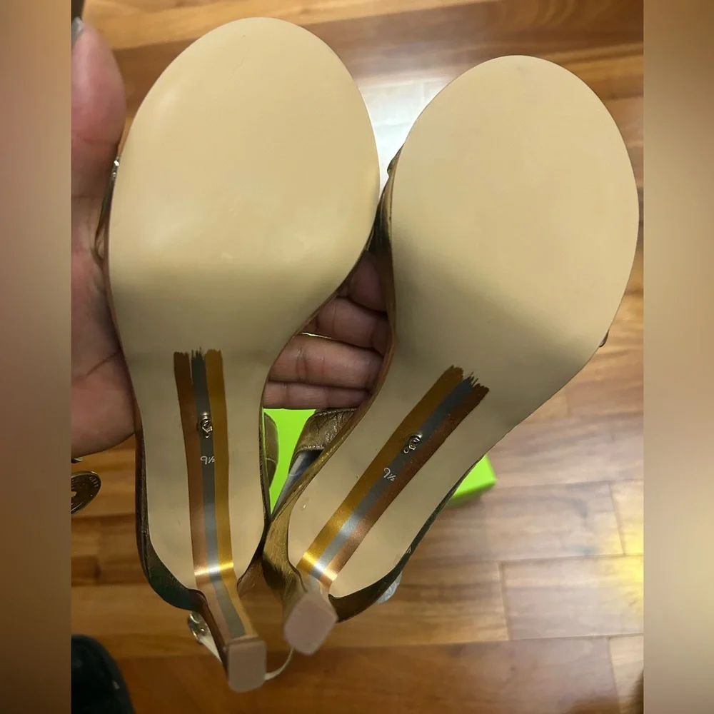 Sam Edelman Womens size 9.5 Jade Sandal Gold High Heel Stiletto. BOX/NEVER WORN - Picture 4 of 4